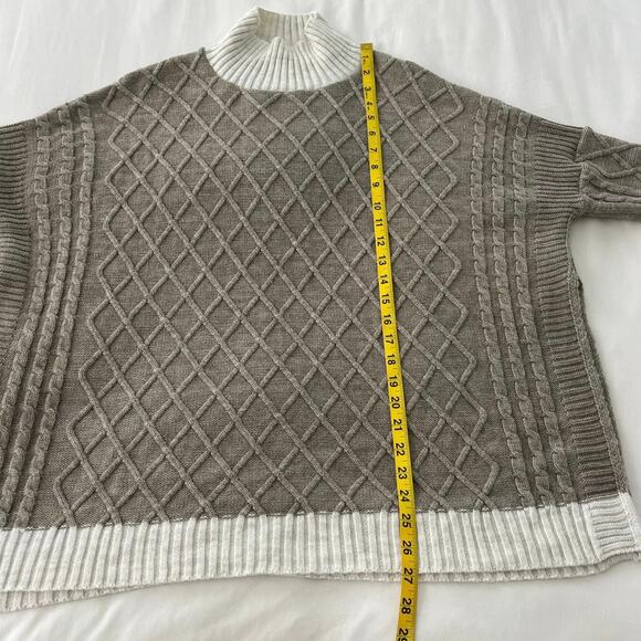 Mersea The Lisbon Traveler Mock Neck Side Slit Sweater in Driftwood and Seasalt - Picture 9 of 12